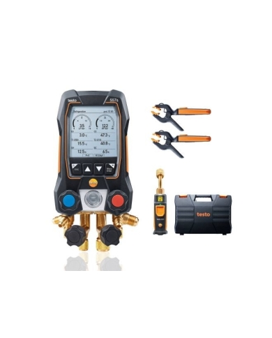 testo 557s Smart Kit per il vuoto - Manifold digitale smart con sonde termometriche a pinza e per il vuoto senza fili