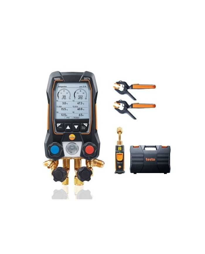 testo 557s Smart Kit per il vuoto - Manifold digitale smart con sonde termometriche a pinza e per il vuoto senza fili